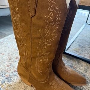 Steve Madden Women's Brown Suede Knee-High Western Heeled Boots